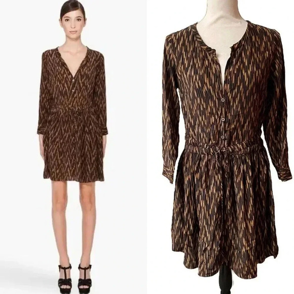 Elizabeth & James Paulina 100% Silk Abstract Print Shirt Dress Size 4 - Picture 1 of 13